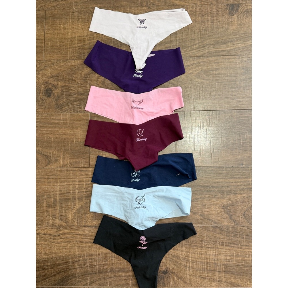 Victorias Secret PINK Days of the Week Seamless Thong Panty Set 7 Pack Small